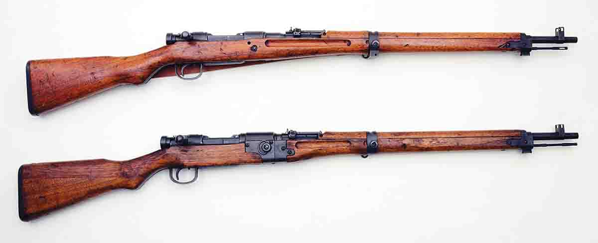 These rifles include a standard Type 99 (top) and a Paratrooper Type 99.